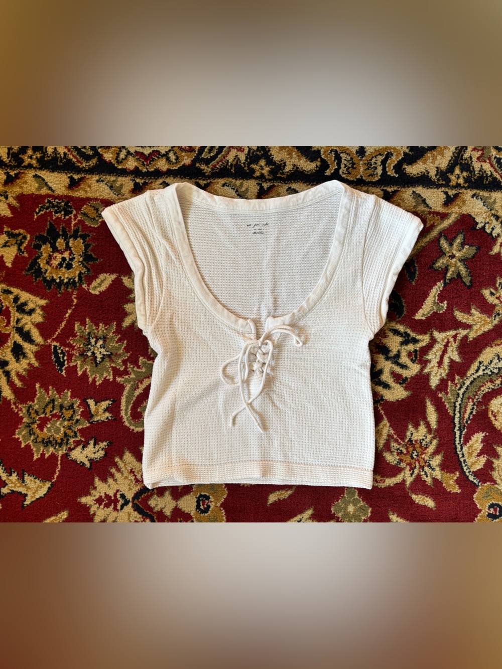 Urban Outfitters Cream Knit Lace-Up Bandeau Top